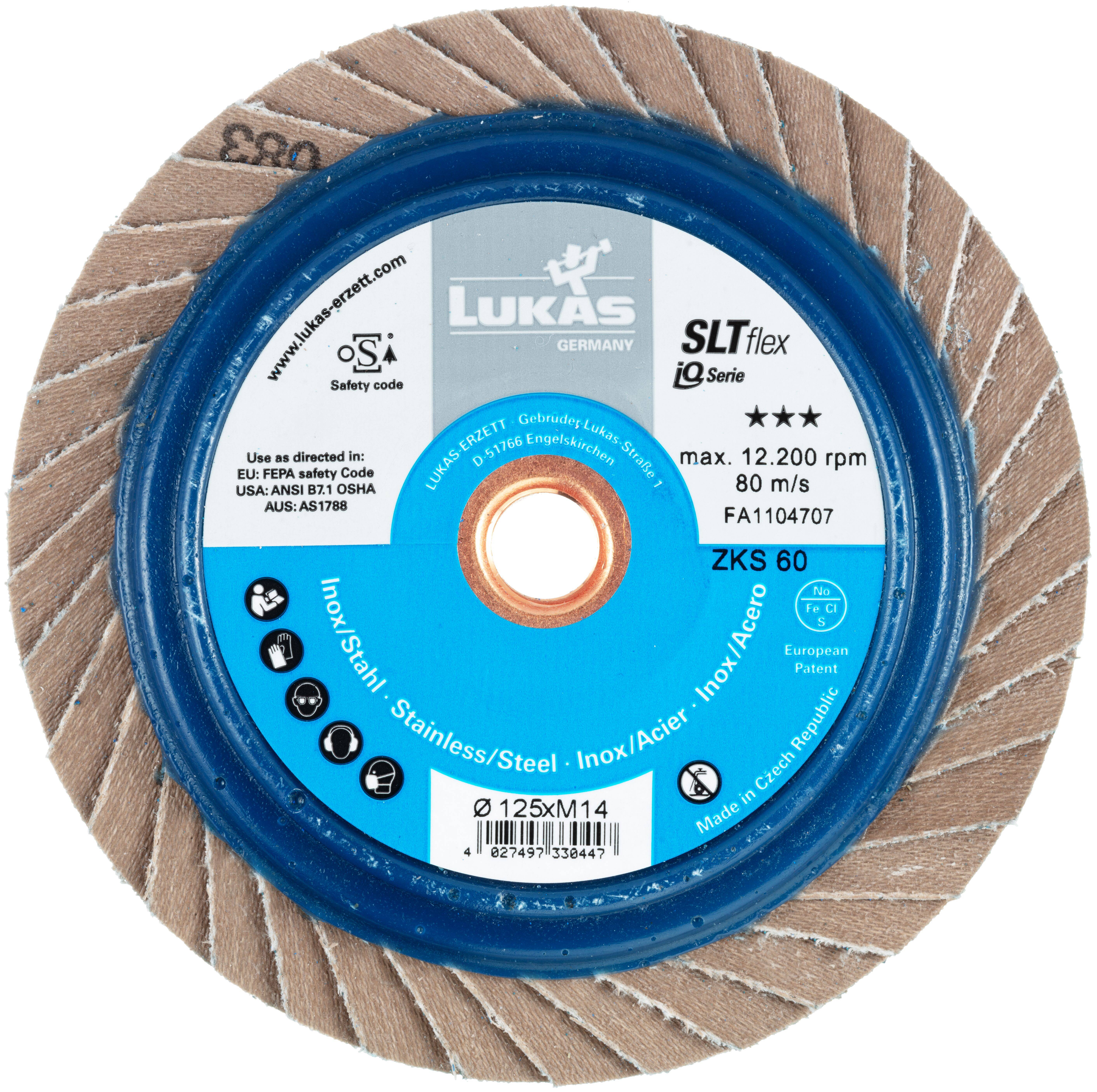 LUKAS-ERZETT A272712506018 Пелюстковий шліфувальний круг Діаметр 125 мм Зернистість = 60 10 шт.