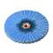 Niebieski ścierny dysk listkowy z gwintowaną wkładką metalową, używany do szlifowania i wykańczania powierzchni.