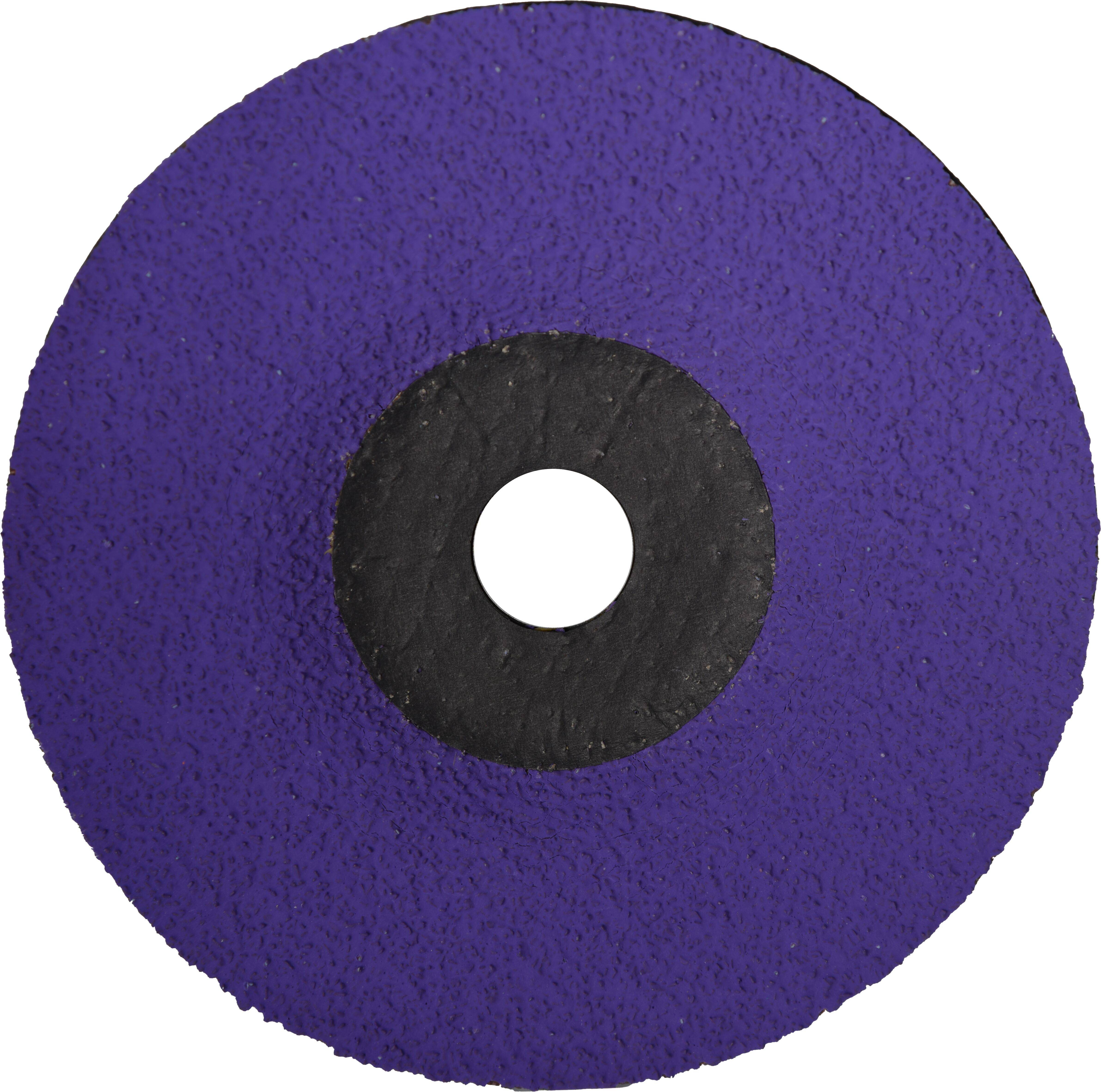 Okrągła, ciemnofioletowa tarcza ścierna z czarnym otworem w środku.