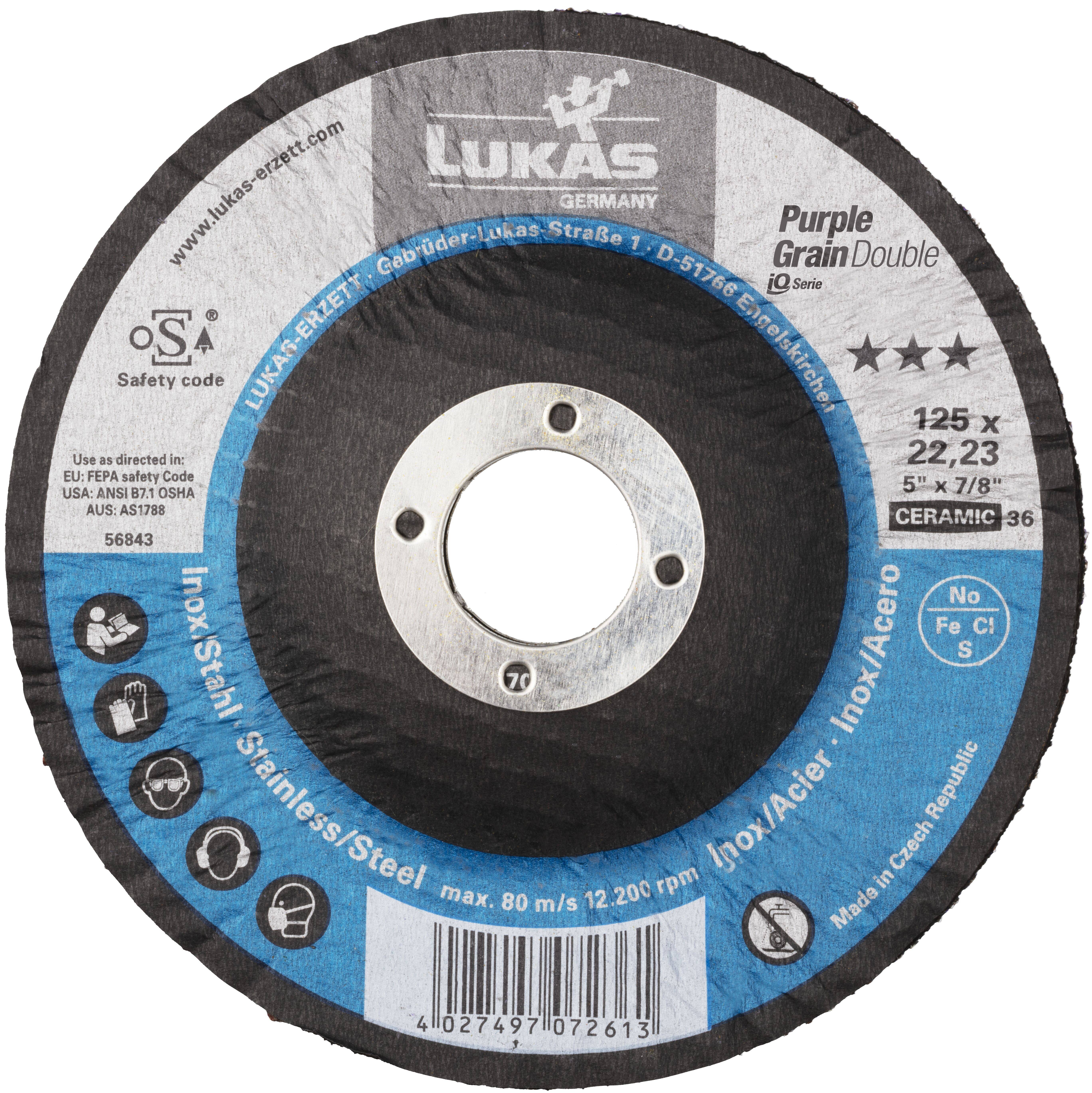 LUKAS-ERZETT A27631250361547 Набір шліфувальних кругів Діаметр 125 мм Діаметр отвору 22,23 мм 10 шт.