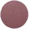 Okrągły arkusz papieru ściernego o szorstkiej, ziarnistej powierzchni, stosowany zazwyczaj do szlifowania i wygładzania różnych materiałów.