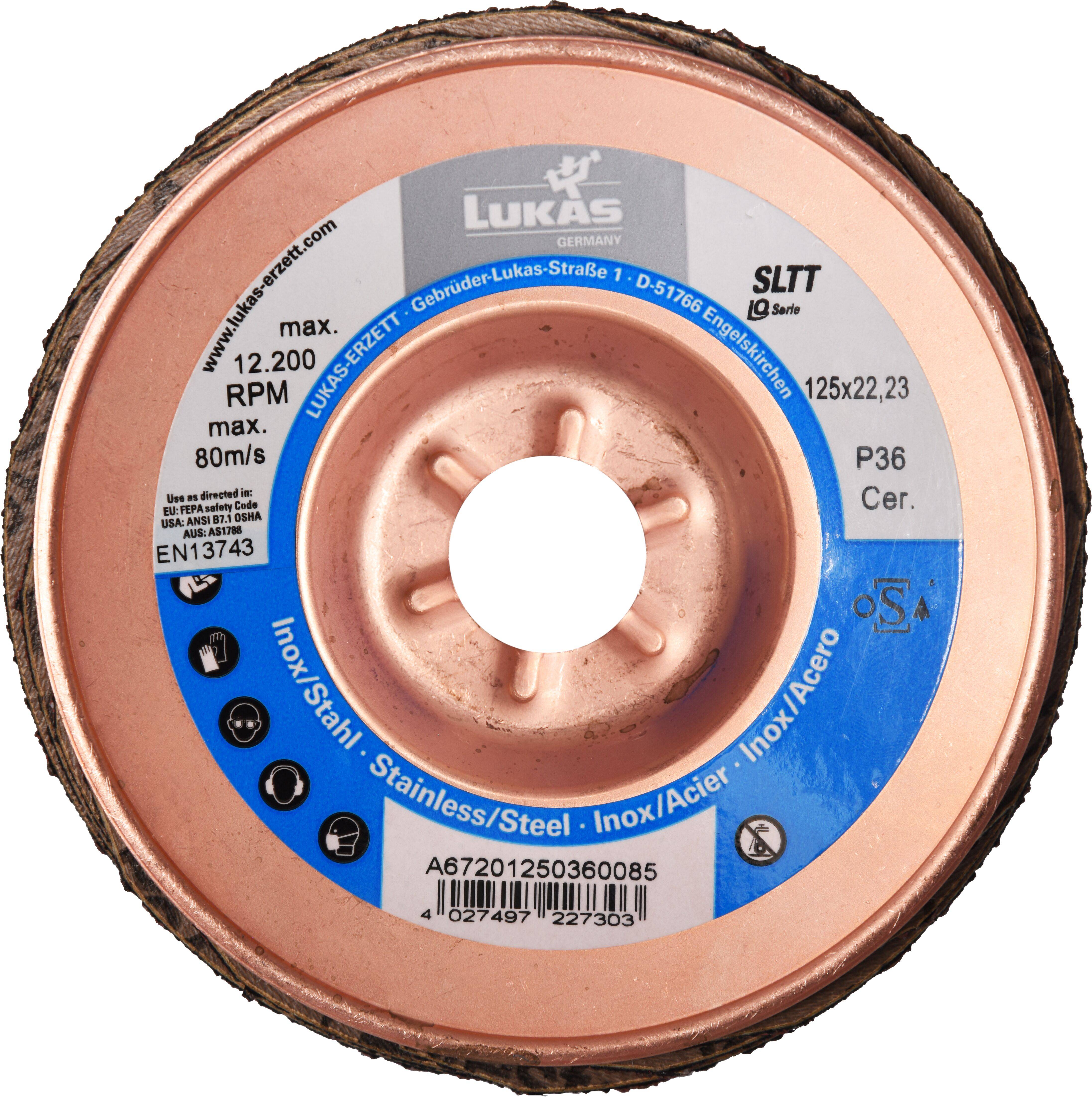 LUKAS-ERZETT A67201250360085 Tarcza lamelkowa Średnica 125 mm Wielkość ziarna=36 10 szt.-2