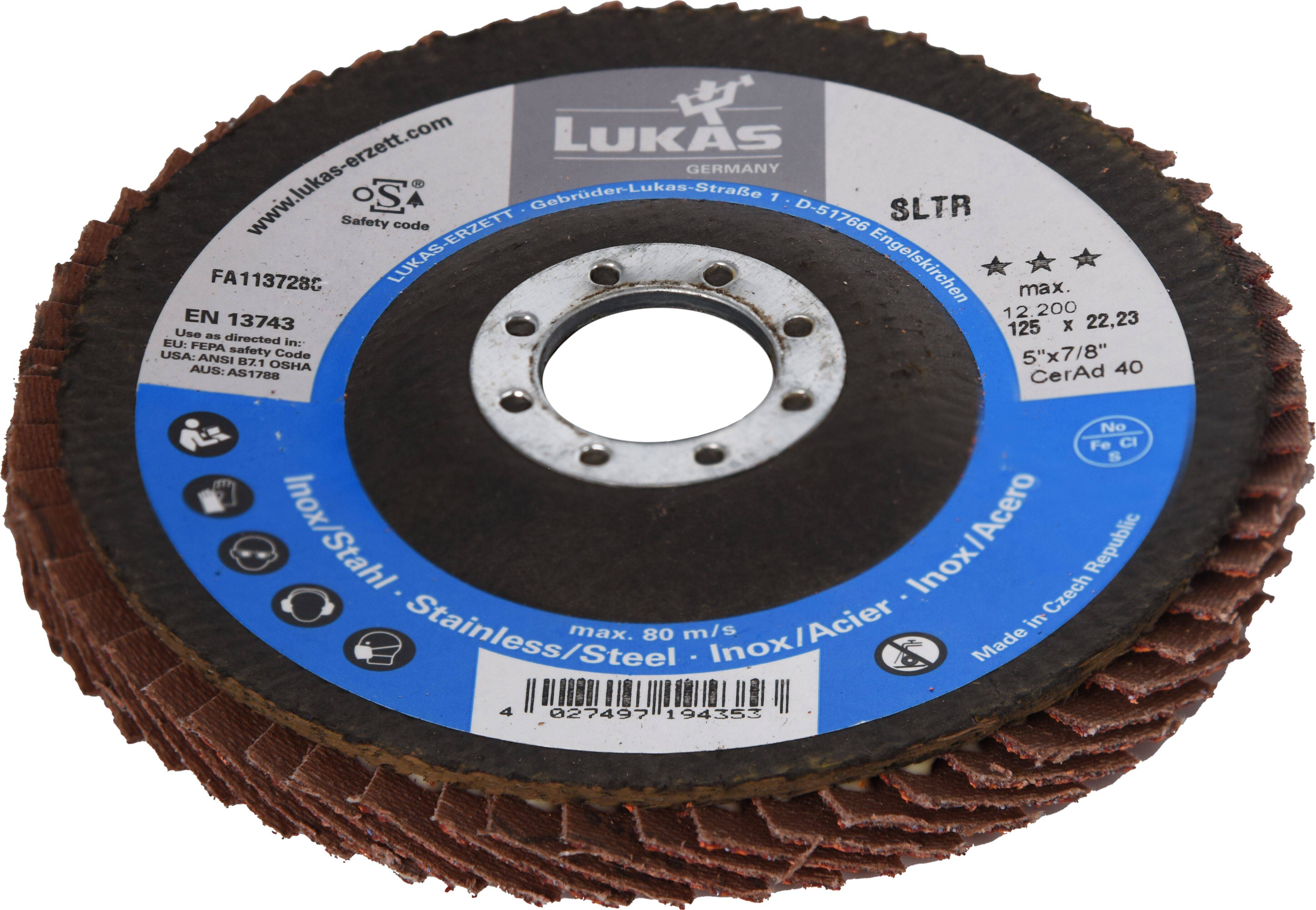 LUKAS-ERZETT A67231250401466 Лепестковый диск, диаметр 125 мм, зернистость = 40, 10 шт.