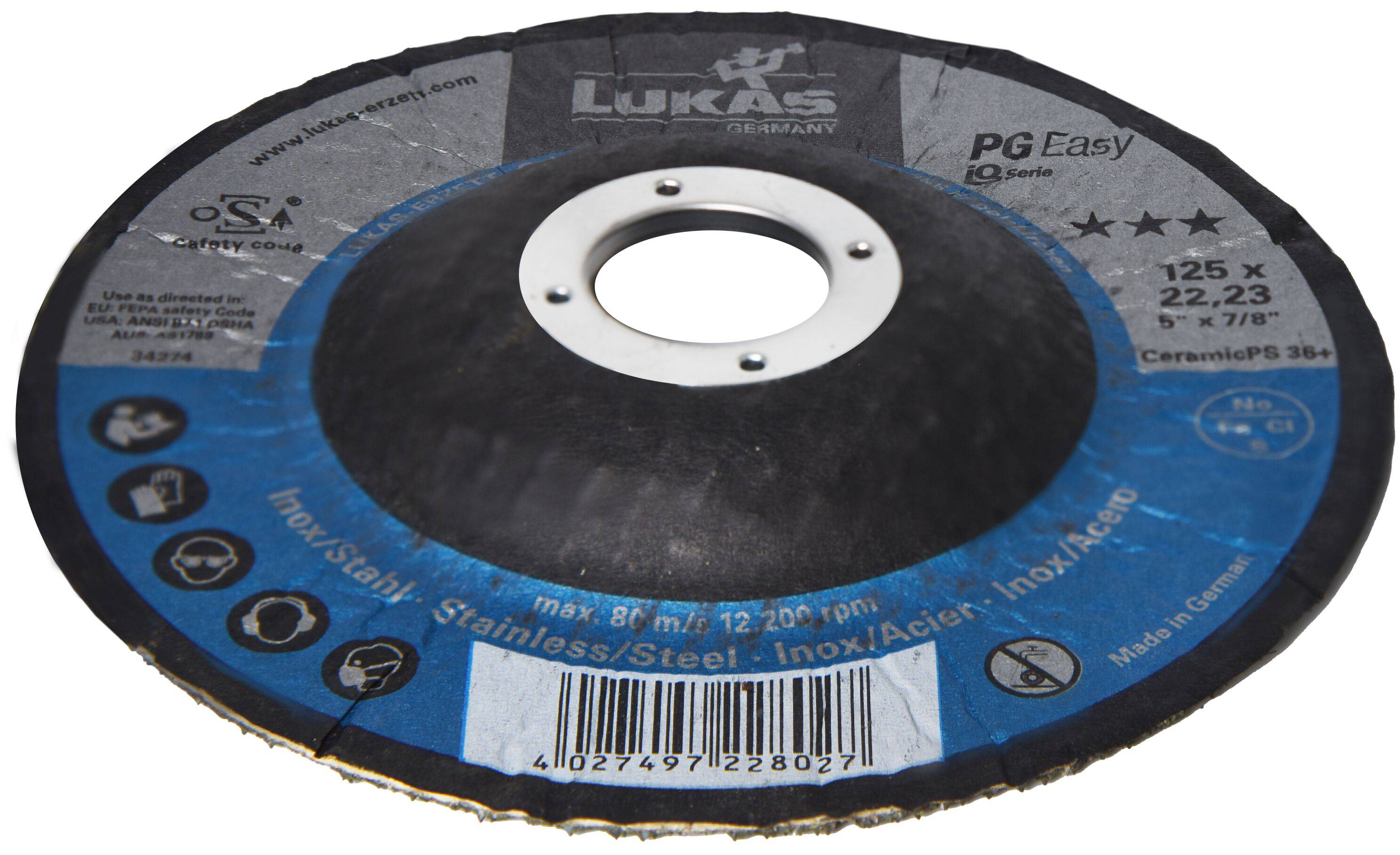 LUKAS-ERZETT A67651250360799 Комплект шліфувальних кругів Діаметр 125 мм Діаметр отвору 22,23 мм 10 шт.