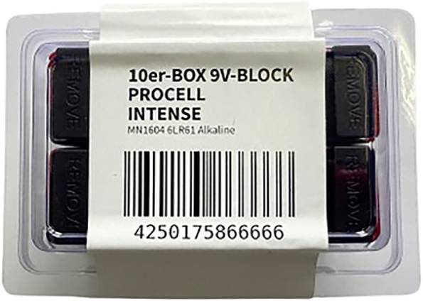 Батарейки 9V PROCELL E-Block 9V, лужно-марганцеві, 10 шт.