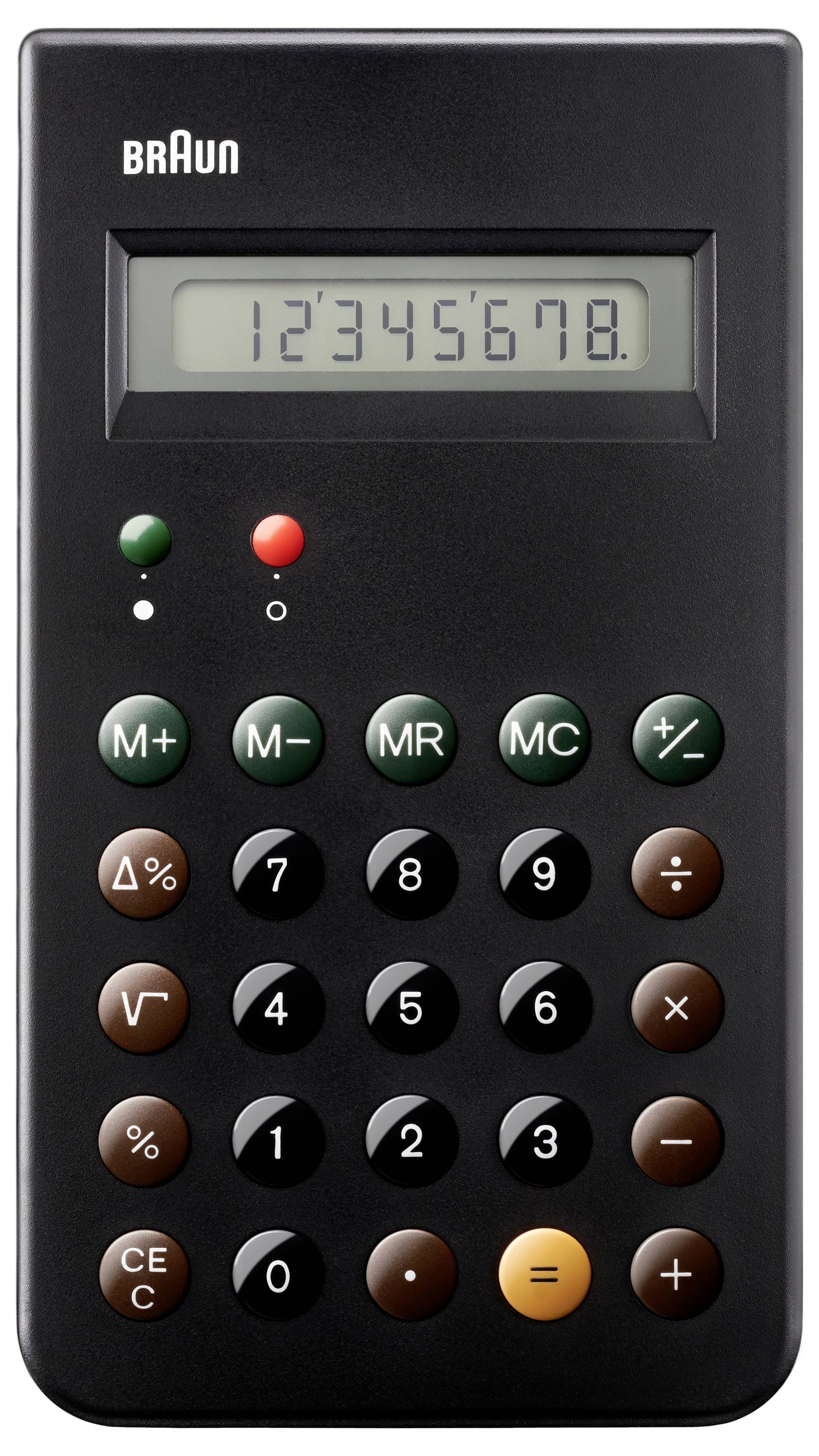 Кишеньковий калькулятор Braun чорного кольору, працює від батарейок (Ш x В x Г) 7,5 x 13,5 x 1 см