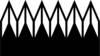 Czarno-biały wzór geometryczny przypominający serię grotów strzał skierowanych w górę, tworzących powtarzający się wzór zygzaka.