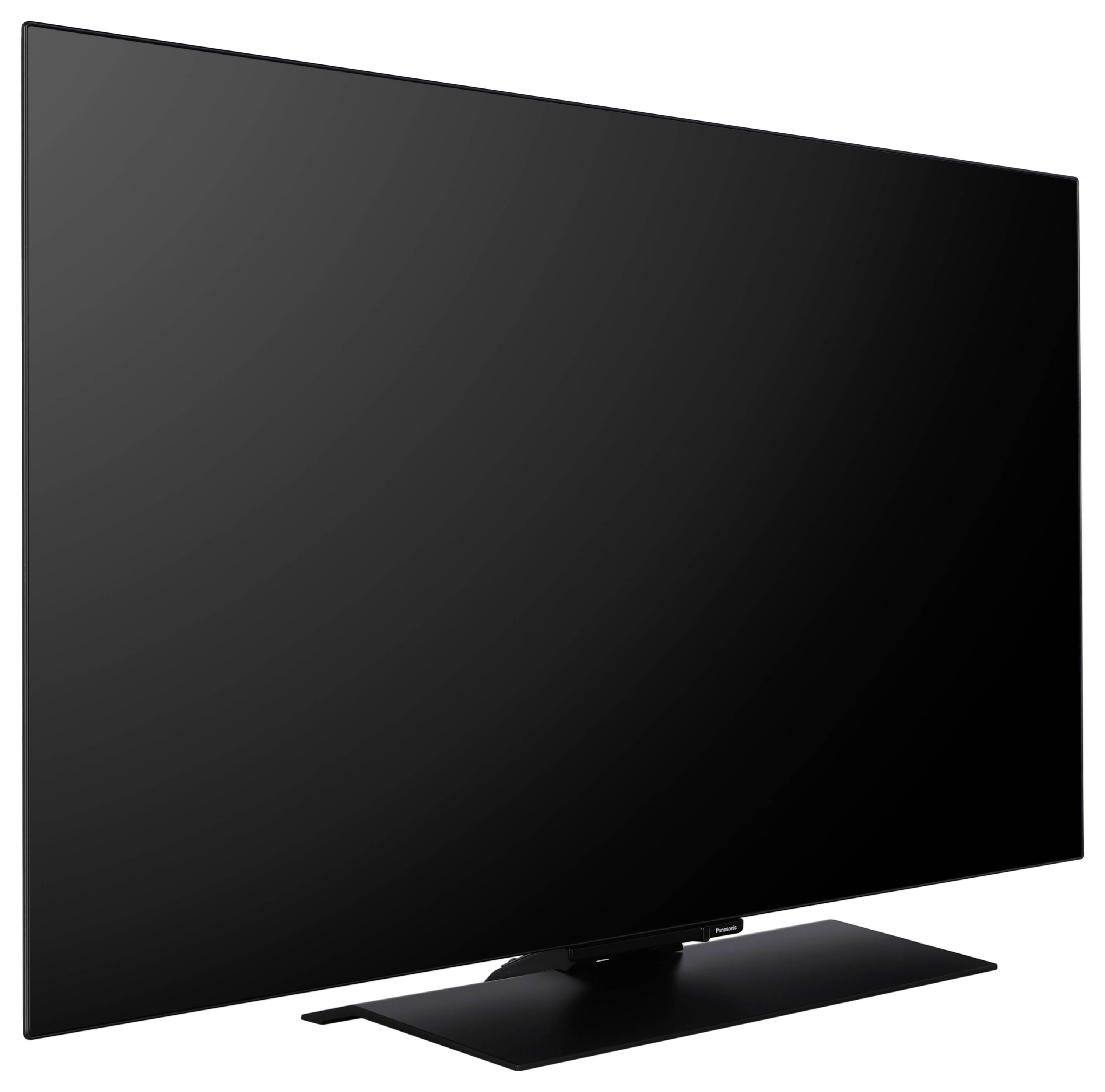 Elegancki, nowoczesny telewizor z płaskim ekranem w czarnej ramce prezentuje swój minimalistyczny design i smukłą sylwetkę.