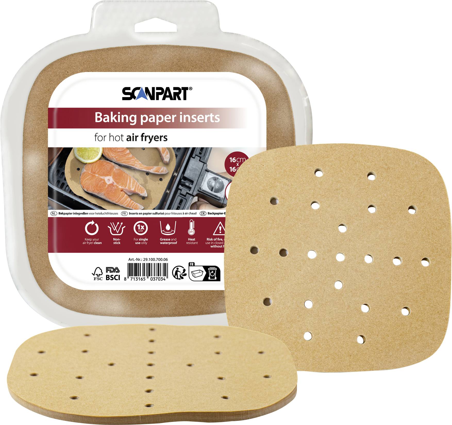 Папір ScanPart 2910070006 для аерофритюрниці. 16x16 см