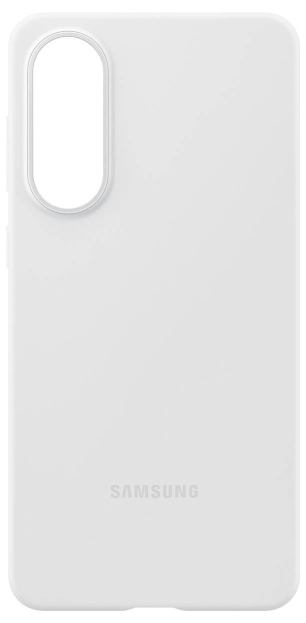 Biała obudowa do telefonu Samsung z owalnym wycięciem na aparat, prezentująca minimalistyczny i elegancki design.