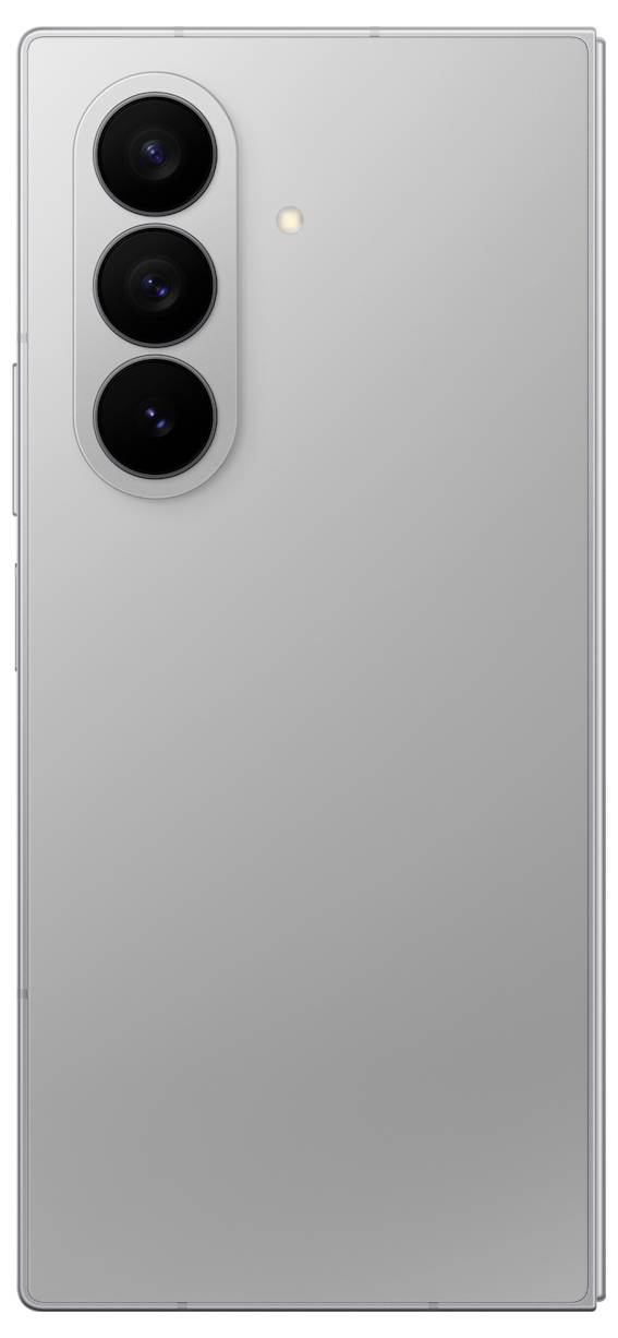 Smartfon z eleganckim, srebrnym tyłem i trzema pionowo ułożonymi kamerami tylnymi.