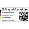 Oznaczenie bezpieczeństwa IT Federalnego Urzędu ds. Bezpieczeństwa w Technologiach Informacyjnych. Zawiera kod QR i link z informacjami o produkcie.