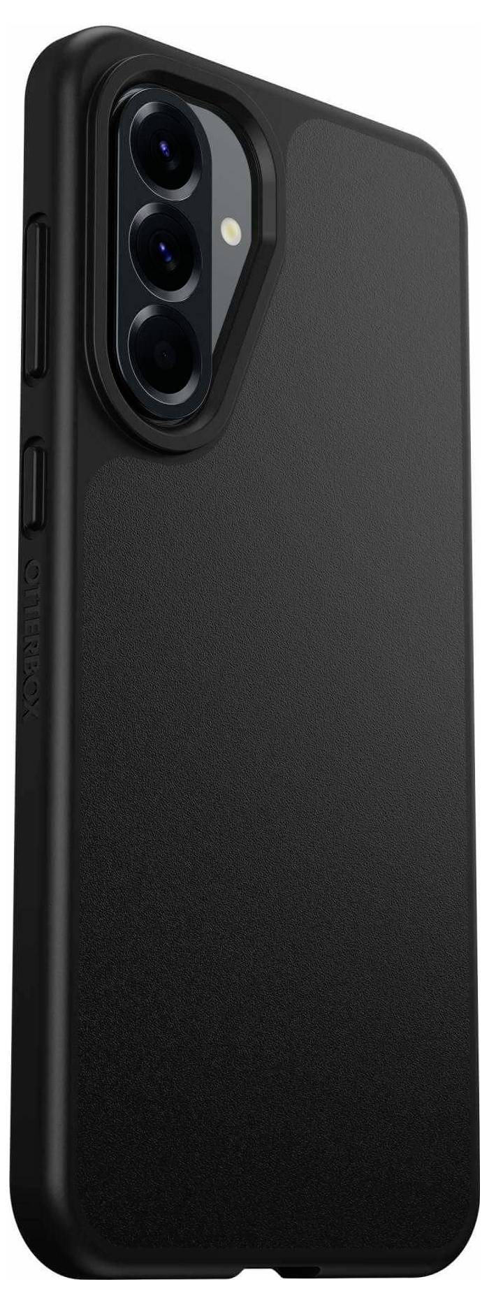 Smukła czarna obudowa na smartfona z wycięciem na potrójny aparat i gładką fakturą, zaprojektowana w celu zapewnienia ochrony.