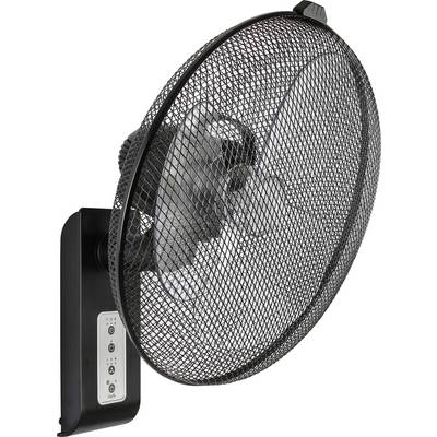 Wentylator naścienny z metalową kratką ochronną i panelem sterowania, przedstawiony pod skosem, podkreślający jego design i funkcjonalność.