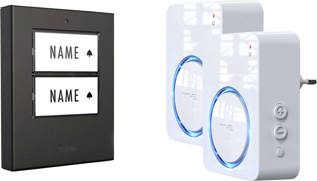 m-e modern-electronics 100152 Радіодзвінок з підсвічуванням, звуковою активацією, з датчиком руху, з назвою