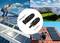 Kolaż czterech obrazów przedstawiających panele słoneczne na dachach i polach, ze szczególnym uwzględnieniem elementów złącznych instalacji solarnych.
