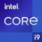 Obraz przedstawia logo Intel Core i9 na niebieskim tle, zawierające tekst 'intel', 'CORE' oraz 'i9'.