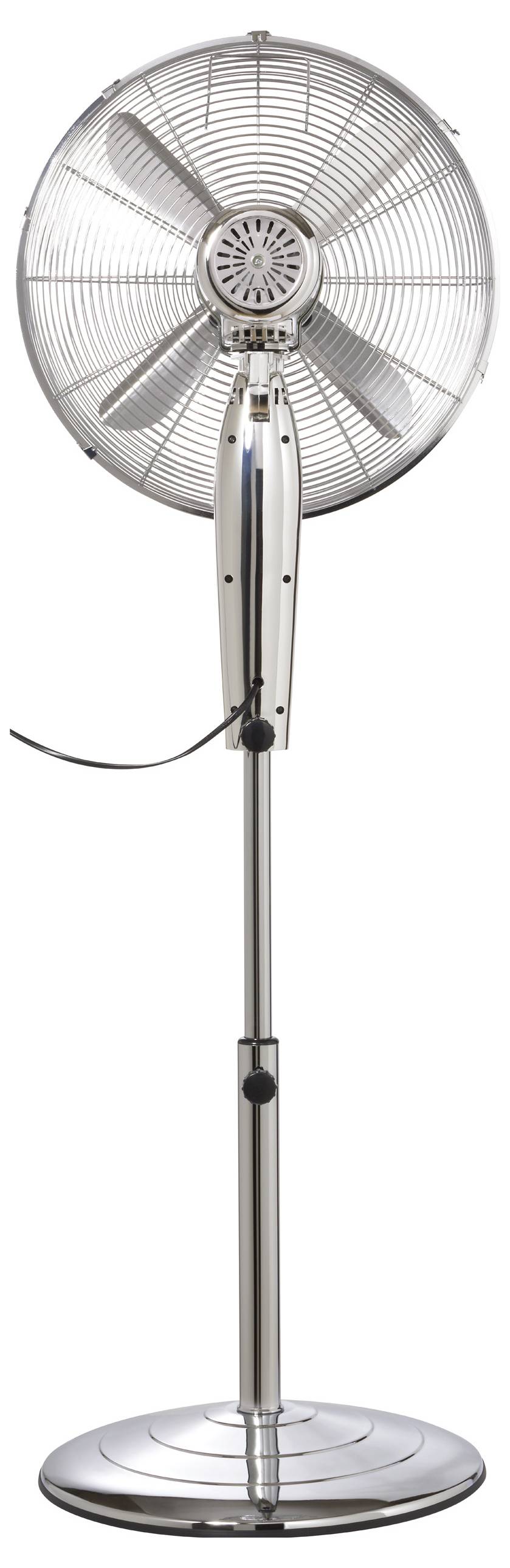 Напольный вентилятор Sygonix 50 Вт (диаметр x высота) 440 мм x 1300 мм, хромированный, светодиодный дисплей, функция вращения, пул