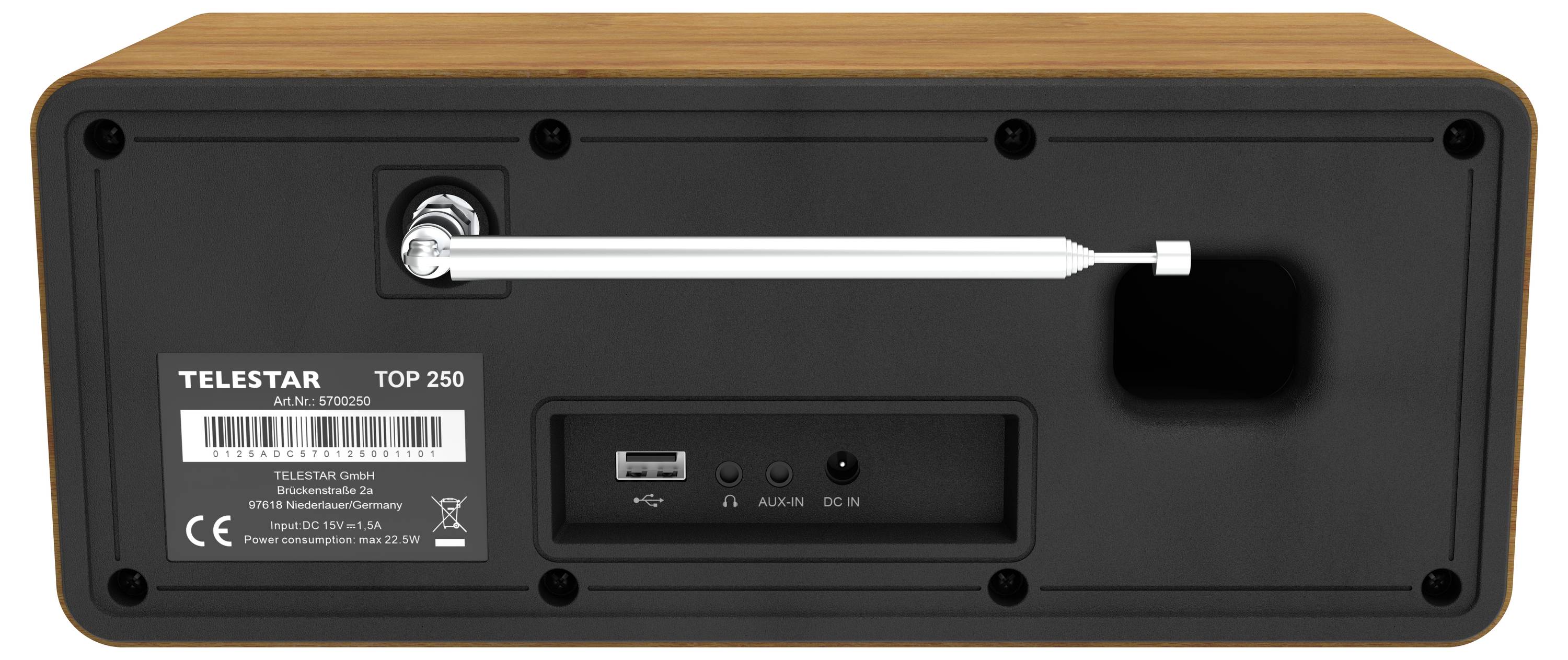 Портативне інтернет-радіо Telestar TOP 250 Wood DAB+, Інтернет, метрові хвилі (VHF), дерево