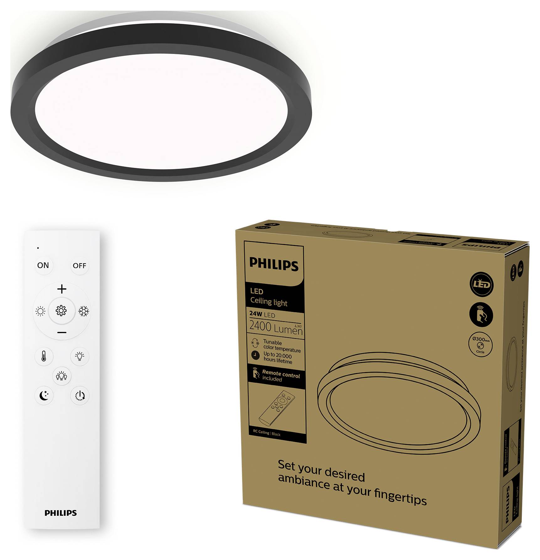 Стельовий світильник, світлодіодний стельовий світильник Philips 8721103057563 чорний