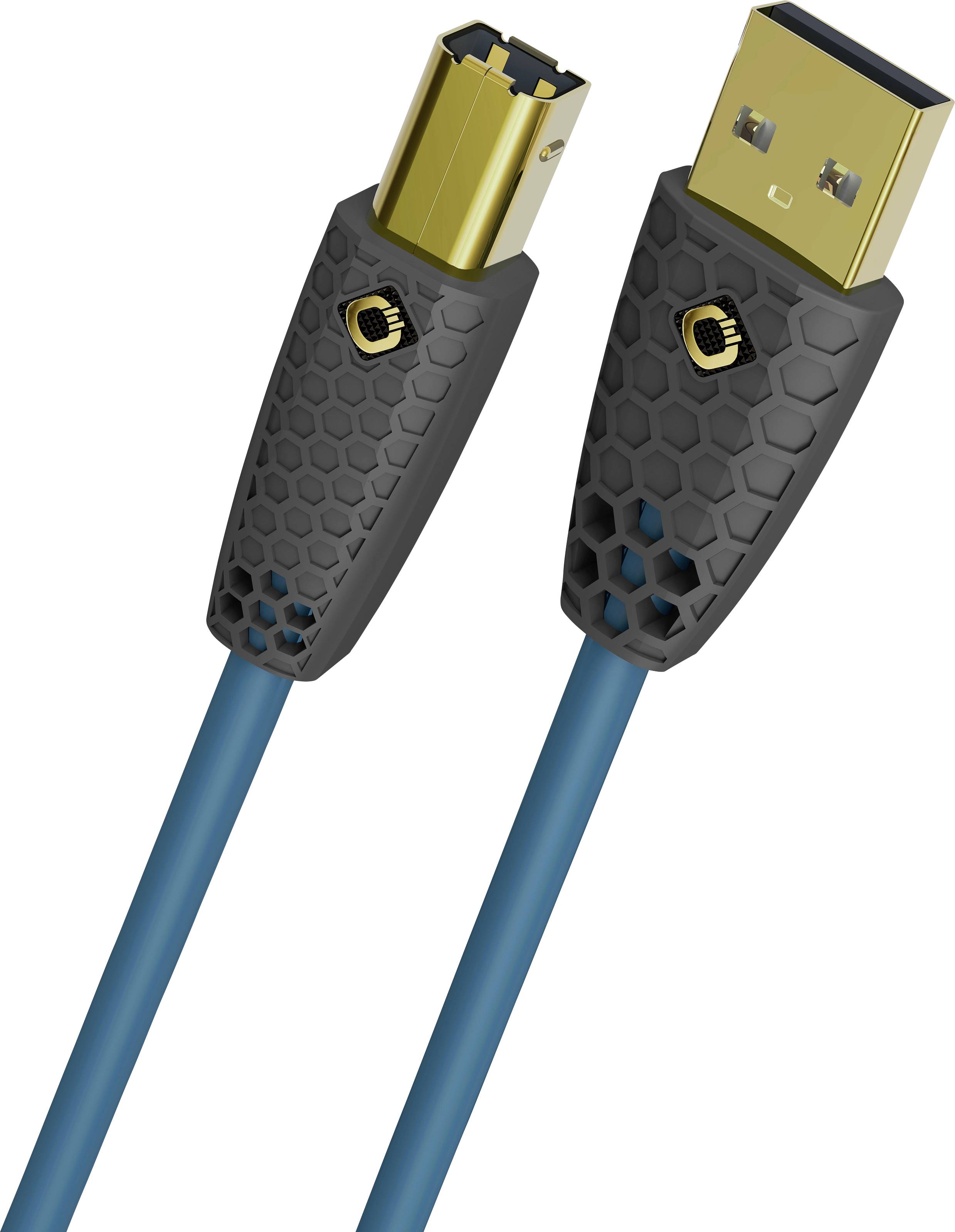 USB-кабель Oehlbach USB-B чоловічий, USB-A чоловічий 3 м синій подвійний екран, позолочені контакти D1C9571