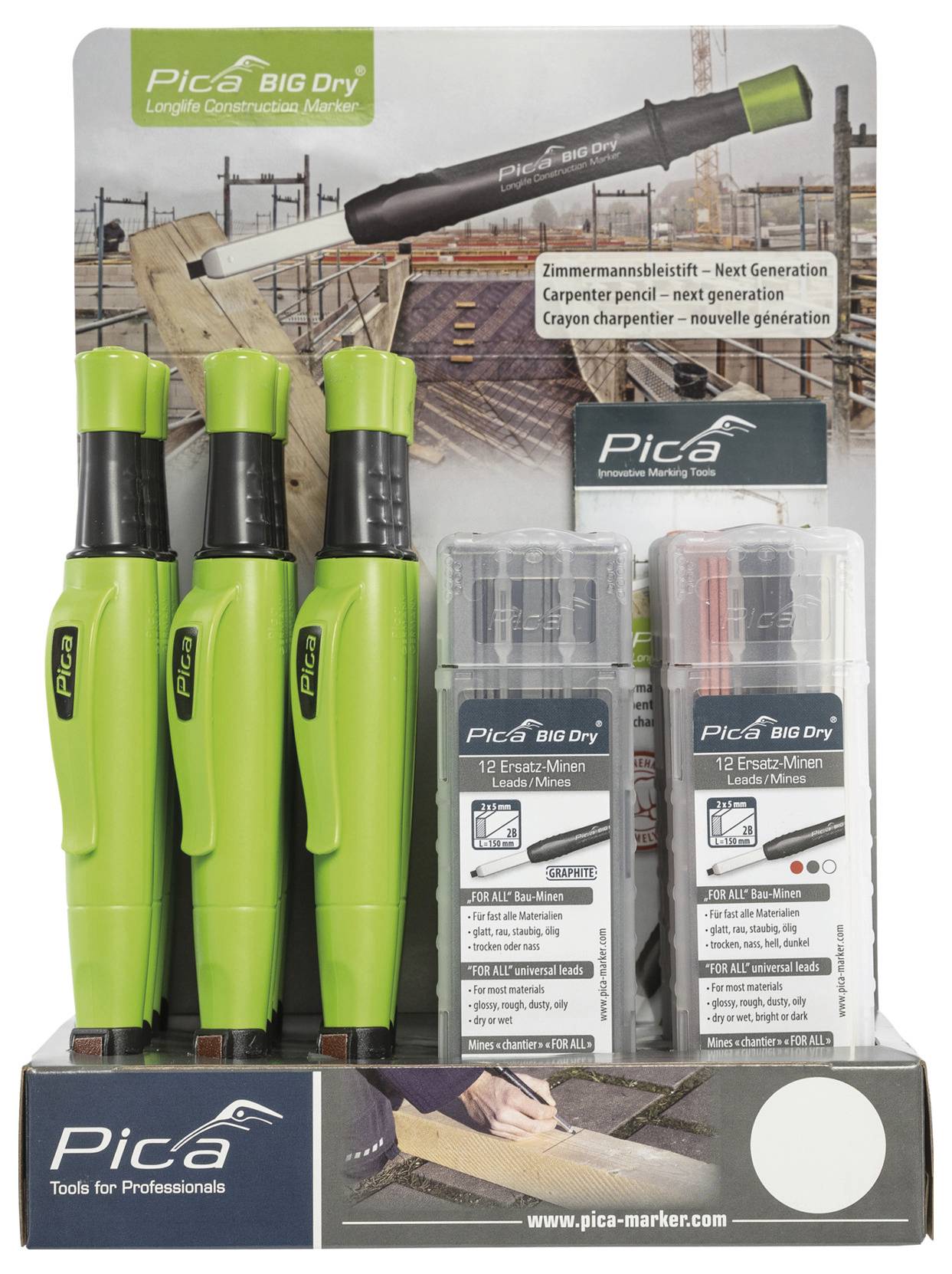 Олівець Pica BIG DRY Graphite Carpenter's D.202 мм, сигнальний інструмент 56036655