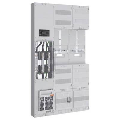 Panel elektryczny prezentujący liczne wyłączniki automatyczne i okablowanie do zarządzania dystrybucją energii elektrycznej.