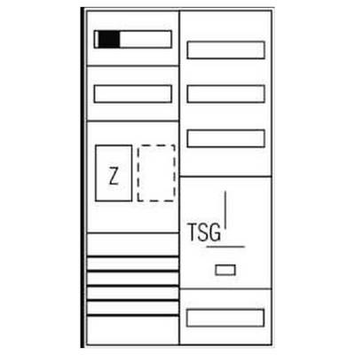 Panel windy na 7. piętrze z przyciskami oznaczonymi jako 'Z', prostokąt z kropkami oraz 'TSG'. Widoczne są różne nieoznaczone przyciski i mały wyświetlacz.