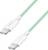 Zielony pleciony kabel USB-C z białymi złączami, oznaczony etykietą 'LogiLink'. Kabel jest przeznaczony do ładowania i transferu danych.