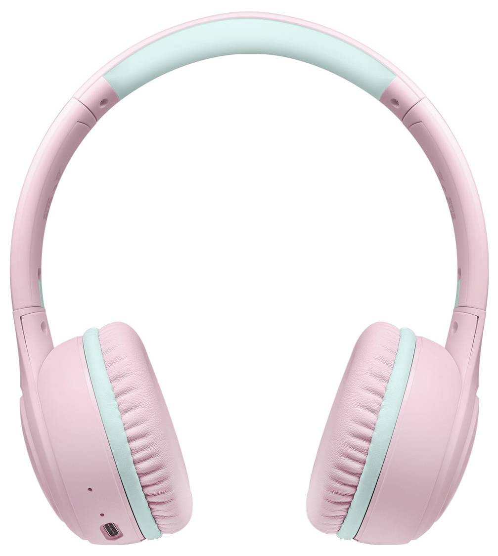 Накладні Bluetooth-навушники LogiLink BT0073P, рожевий кабель, світло-блакитні складні, обмеження гучності