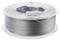 Przezroczysta szpula srebrnego filamentu do drukarki 3D, starannie nawinięta, oznaczona etykietą 'ZHUOPING'. Szpula posiada podziałkę pomiarową i centralny rdzeń.