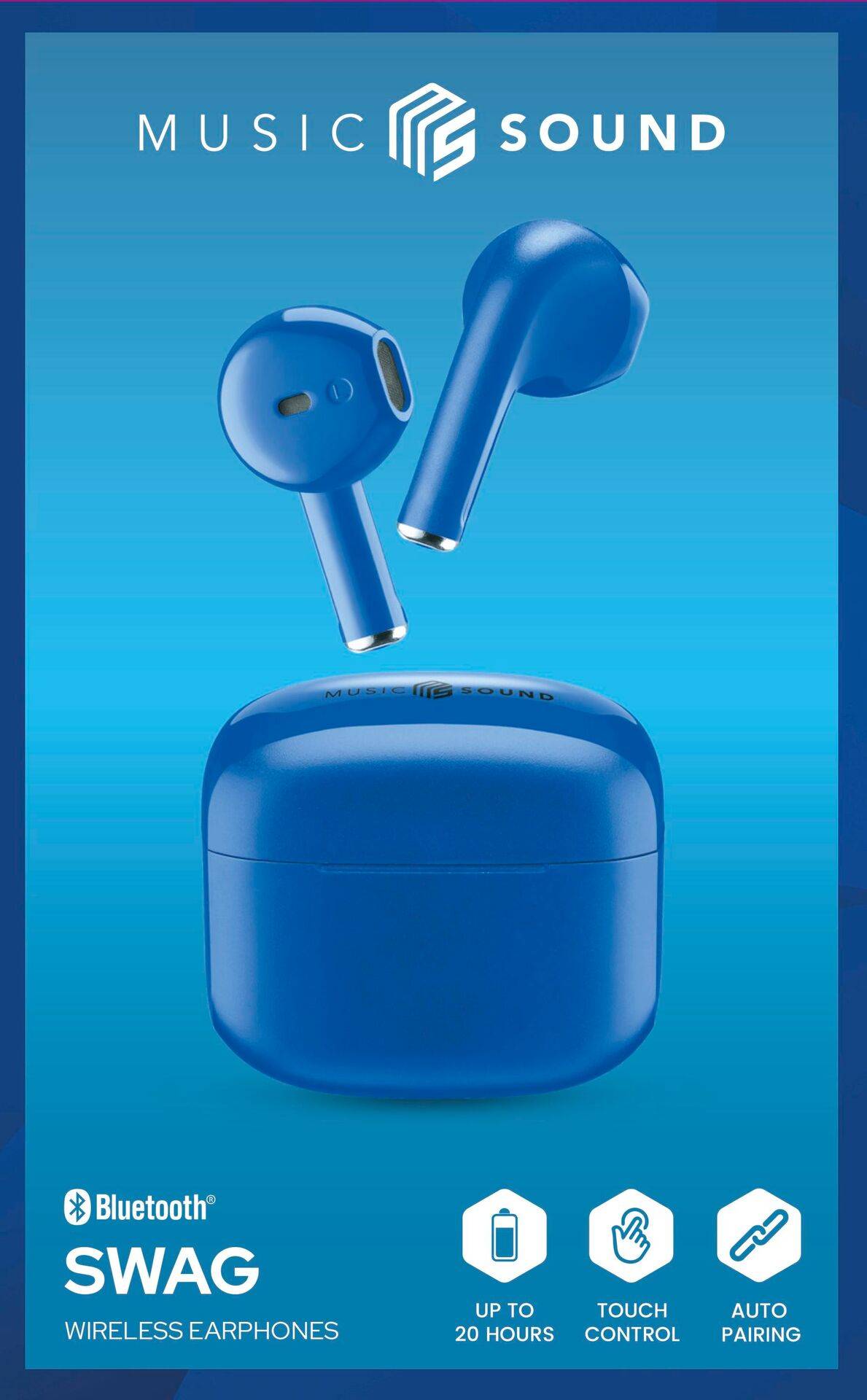 Бездротові внутрішньоканальні Bluetooth-навушники Cellularline, синій чохол