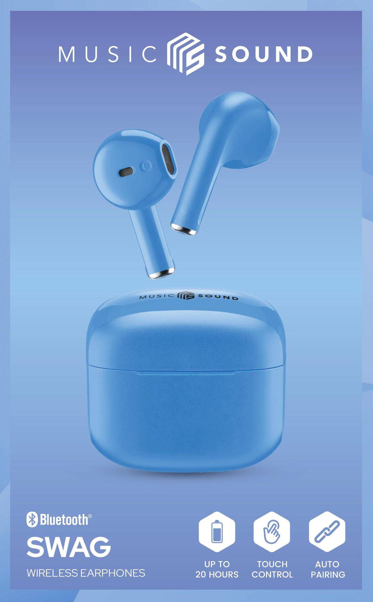 Бездротові навушники-вкладиші Cellularline Bluetooth, сині, з футляром для перенесення