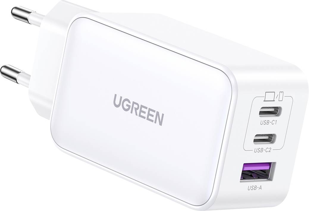 Зарядний адаптер UGREEN Nexode 65W USB-C (мама), USB-C (мама), роз'єм USB Type-A. Білий дім