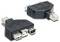 Adaptery USB i FireWire na RJ45. Dwa czarne adaptery z portami USB, FireWire i RJ45. Służą do podłączania wielu różnych typów kabli.