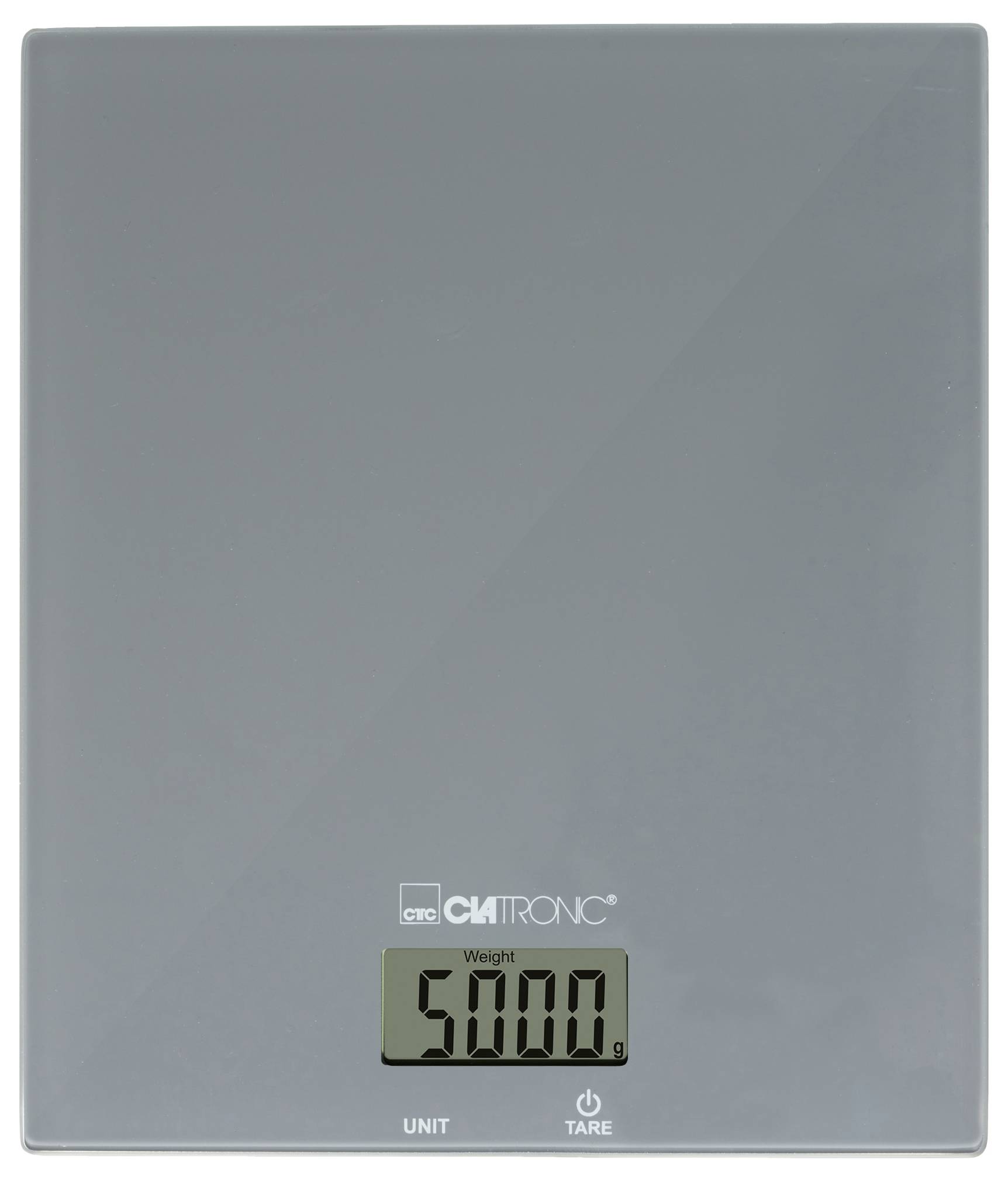 Цифрові кухонні ваги Clatronic KW 3820 Glas grau Діапазон вимірювання макс. = 5000 г сірий 210 x 180 x 20