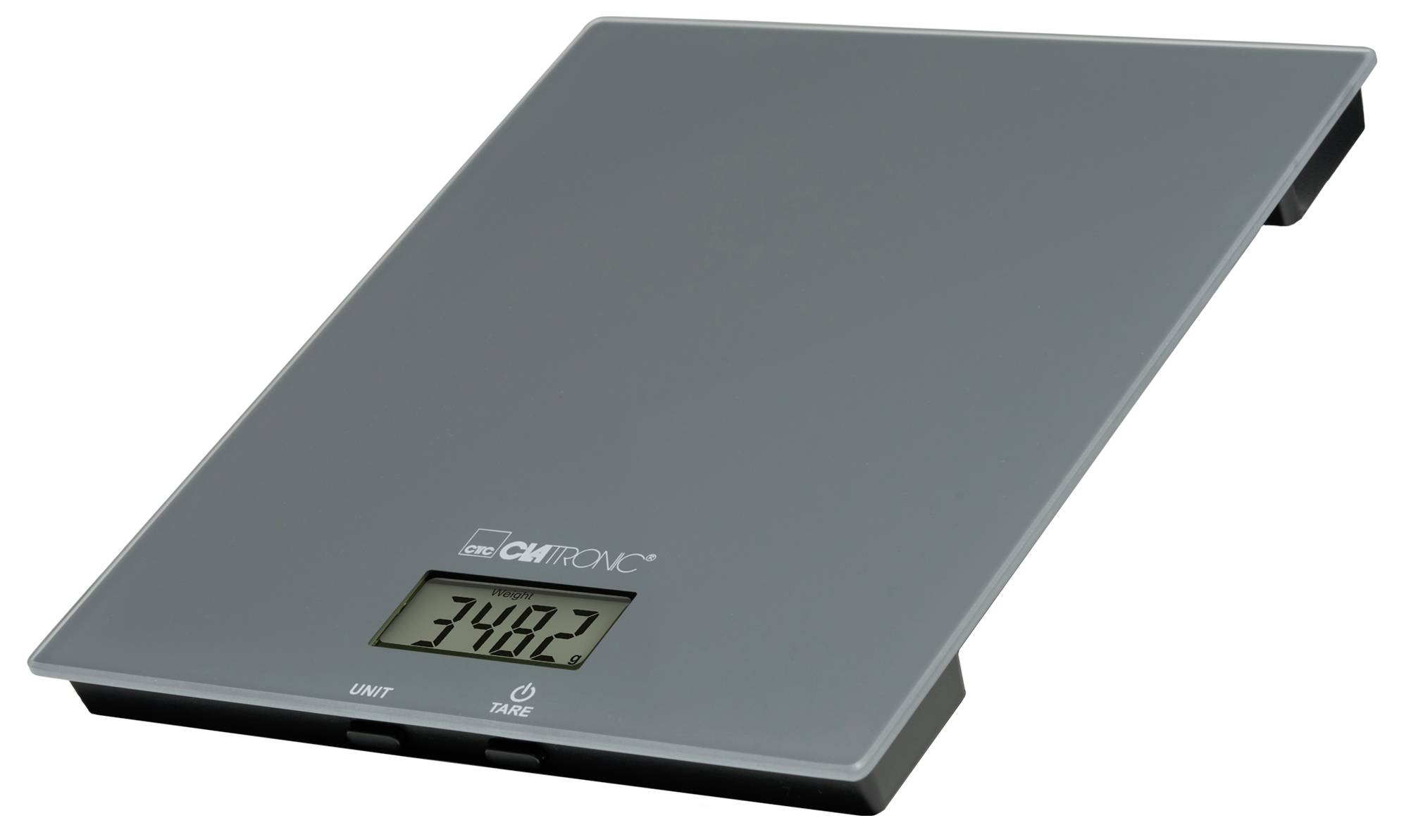 Цифрові кухонні ваги Clatronic KW 3820 Glas grau Діапазон вимірювання макс. = 5000 г сірий 210 x 180 x 20