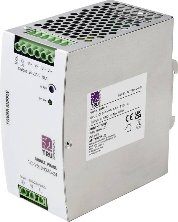 TRU COMPONENTS TC-13850160 Zasilacz na szynę DIN 24 V/DC 10 A 240 W Ilość wyjść:1 x Opis 1 szt.