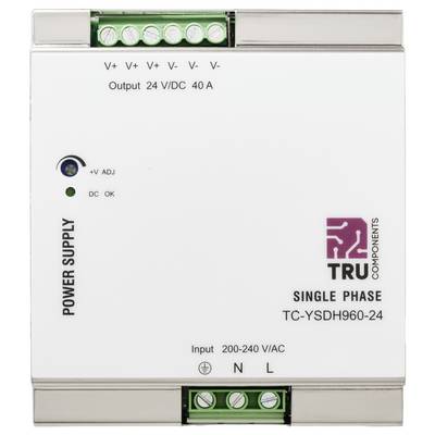 Jednostkowy zasilacz sieciowy firmy TRU Components, model TC-YSDH960-24. Wejście: 200-240 V/AC, Wyjście: 24 V/DC, 40 A.