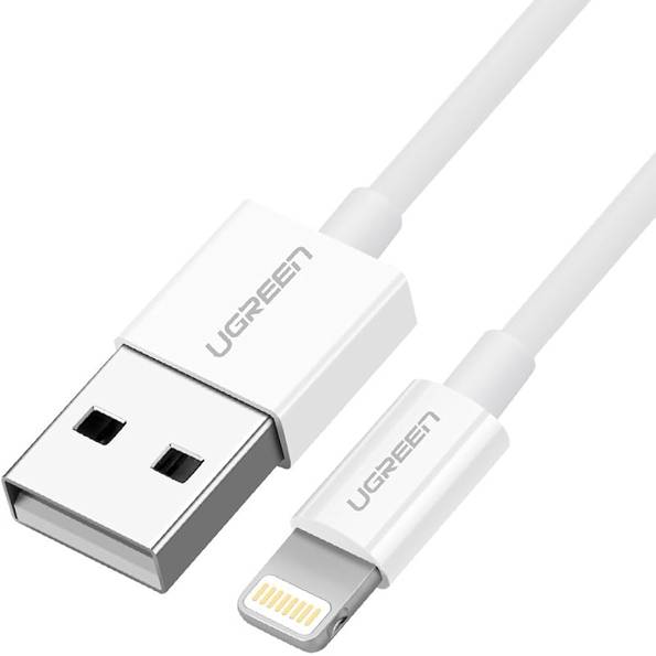 Кабель UGREEN USB 2.0 Lightning Male Connector, USB-A Male Connector 1 м, белый, артикул 20728