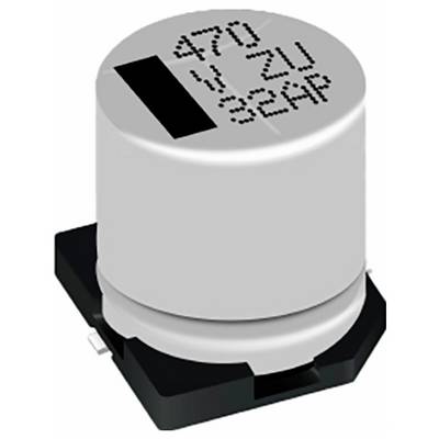 Kondensator elektrolityczny aluminiowy z oznaczeniami: 470, 6,3V ZU oraz 32AP.