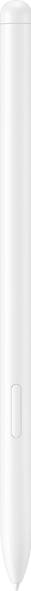 Biały długopis o prostym, eleganickim designie z pojedynczym przyciskiem w pobliżu górnej części.