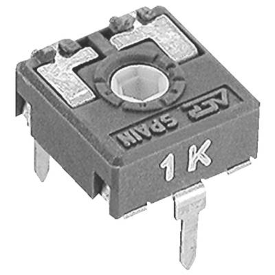 Trymator potencjometryczny z trzema metalowymi przewodami, oznaczony napisem '1K' wskazującym na rezystancję 1 kilooma, stosowany do regulacji obwodów elektronicznych.