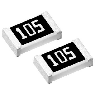 Rezystory montowane powierzchniowo '105' w czarno-białym wzornictwie, zazwyczaj stosowane w obwodach elektronicznych do regulacji prądu.