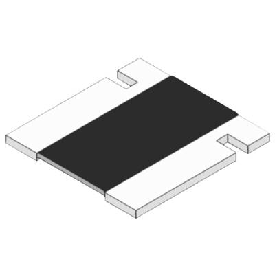 Trójwymiarowa ilustracja czarno-białego rezystora elektronicznego, ukazująca poprzeczne nacięcia wskazujące punkty połączeniowe.