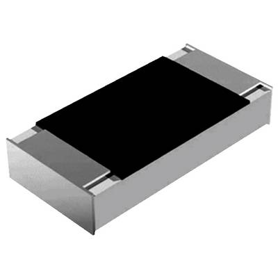 Prostokątny rezystor chipowy z metalowymi stykami na obu końcach, powszechnie stosowany w obwodach elektronicznych do kontrolowania przepływu prądu.