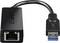 Czarny adapter USB do Ethernetu z wtyczką USB 3.0 z jednej strony i portem Ethernet z drugiej, używany do podłączania urządzeń do sieci.