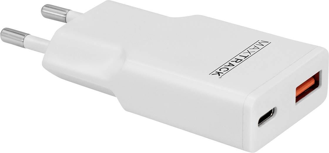Зарядний адаптер Maxtrack 30 Вт USB-C, USB-A Power Delivery 3.0, швидка зарядка, білий