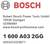 Obraz przedstawia dane kontaktowe firmy Robert Bosch Power Tools GmbH, z siedzibą w Stuttgarcie w Niemczech, w tym stronę internetową oraz serię numerów.
