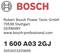Logo 'Bosch' z tekstem: 'Robert Bosch Power Tools GmbH, 70538 Stuttgart, Niemcy, www.bosch-professional.com, 1 600 A03 2GJ, 4053423320695'
